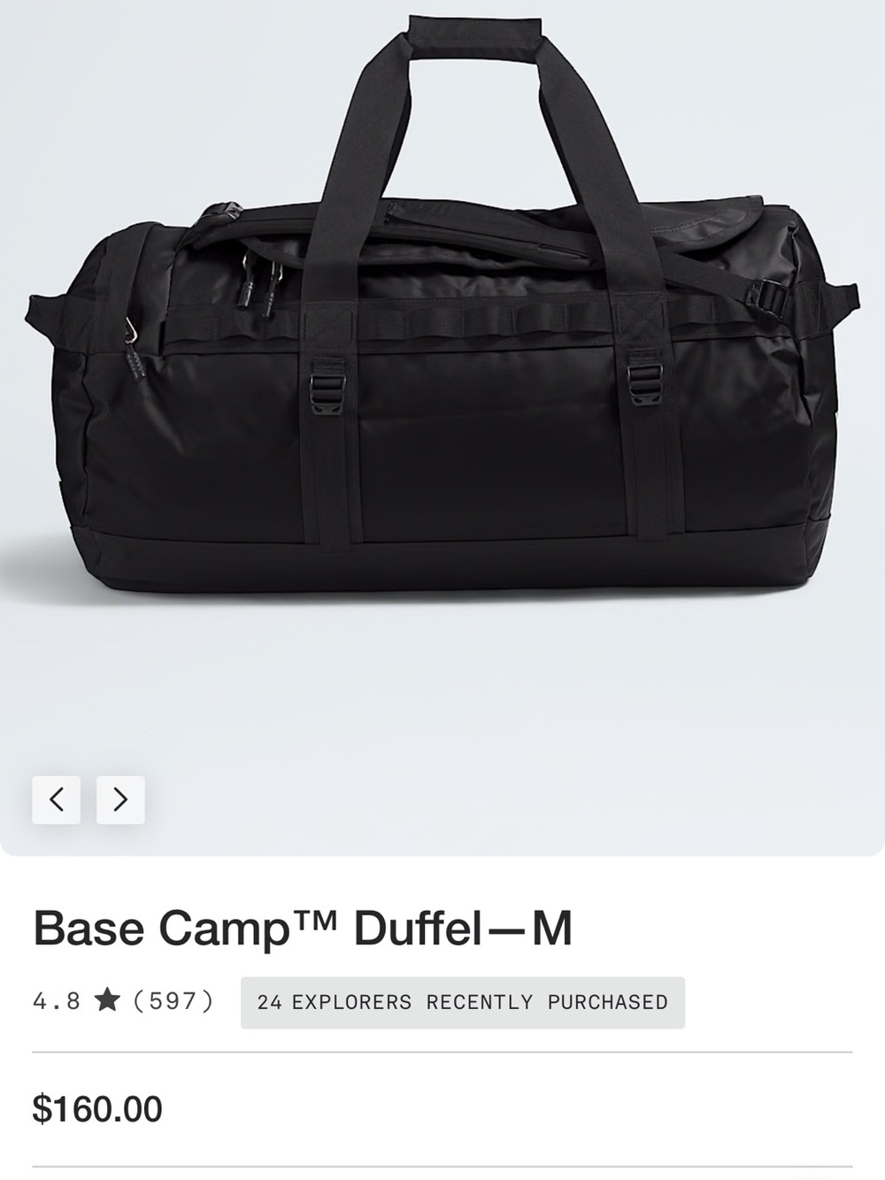 The North Face Black Base Camp Duffel - Medium - 71 Liters